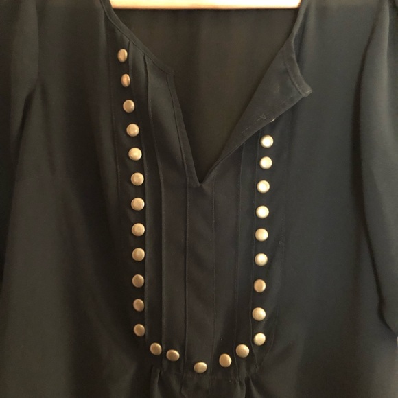 Angie | Sheer Black Top with Bronze Embellishments - Picture 5 of 8